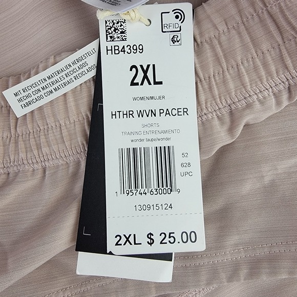 Adidas Womens XXL Aeroready Pacer Short Tan Lightweight Workout  NWT Gym 3" - Picture 5 of 8
